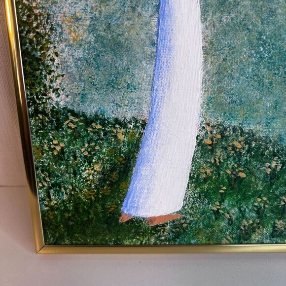 Hand Painted Framed Painting Figure in Praise Meditation Impressionistic HELENE - Picture 7 of 11